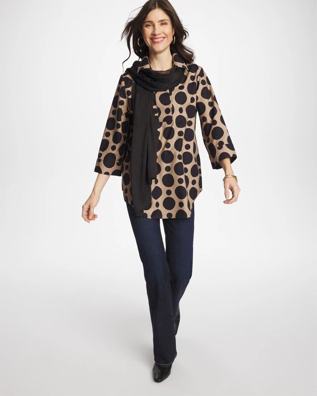 No Iron Stretch Global Dots Popover Tunic - image 2